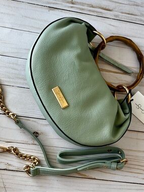 Jessica Simpson Mint Green Crescent Shoulder Bag with Bamboo Ring Handles